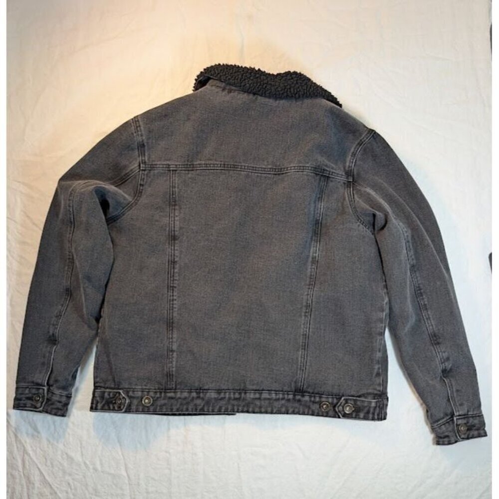 Cotton on garments women's XL black denim jacket black sherpa lined - Picture 5 of 7